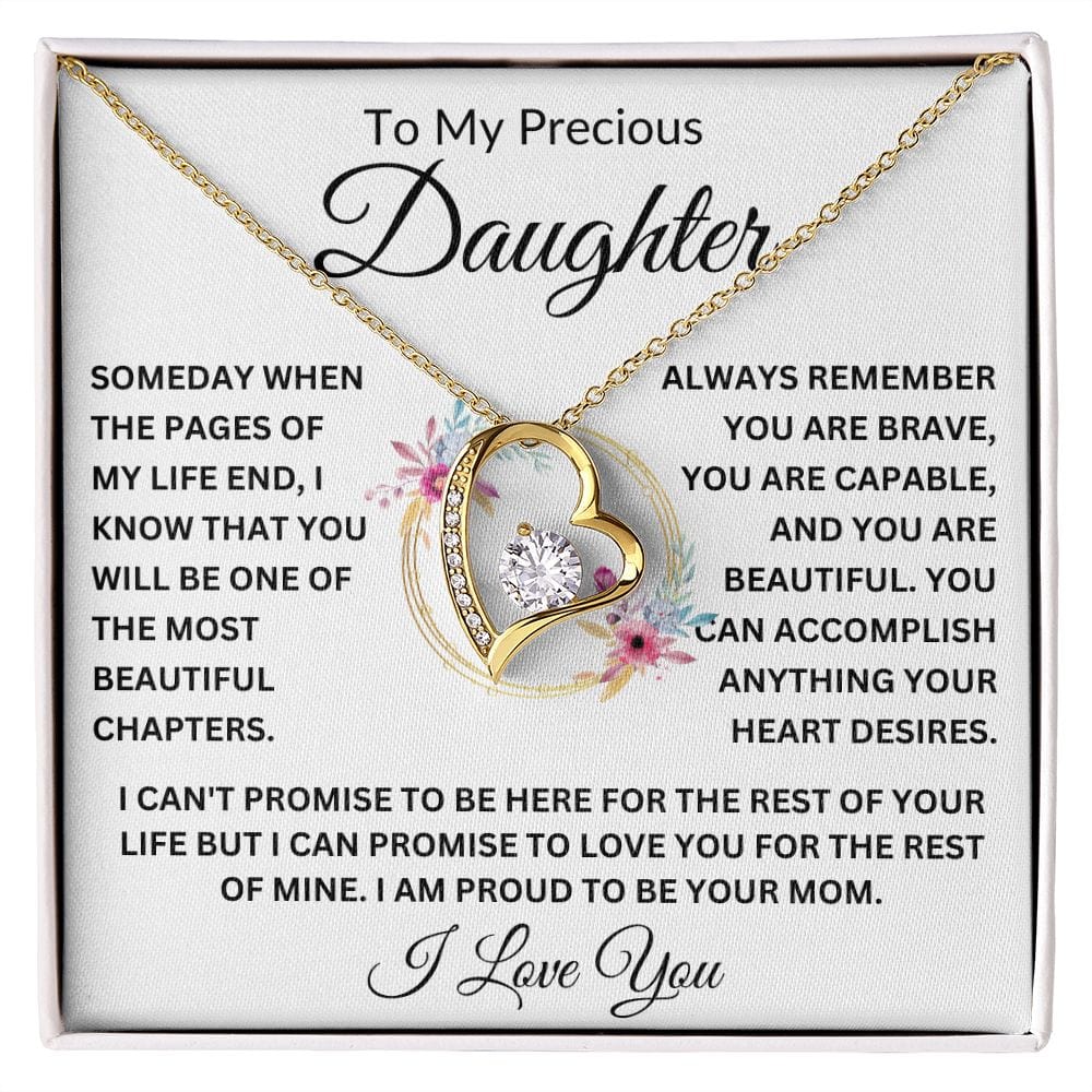 To My Beautiful Daughter " Always Keep Me In Your Heart " Love, Mom Forever Love Necklace