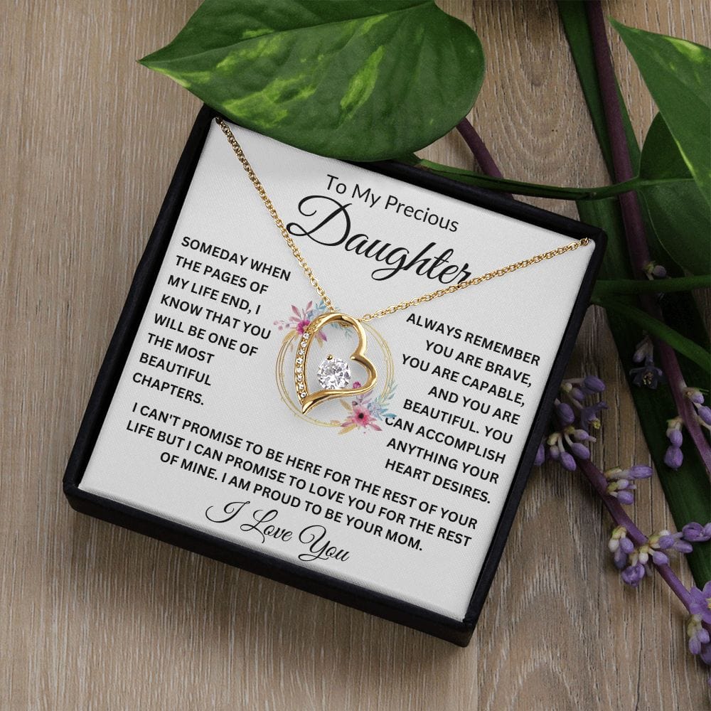 To My Beautiful Daughter " Always Keep Me In Your Heart " Love, Mom Forever Love Necklace