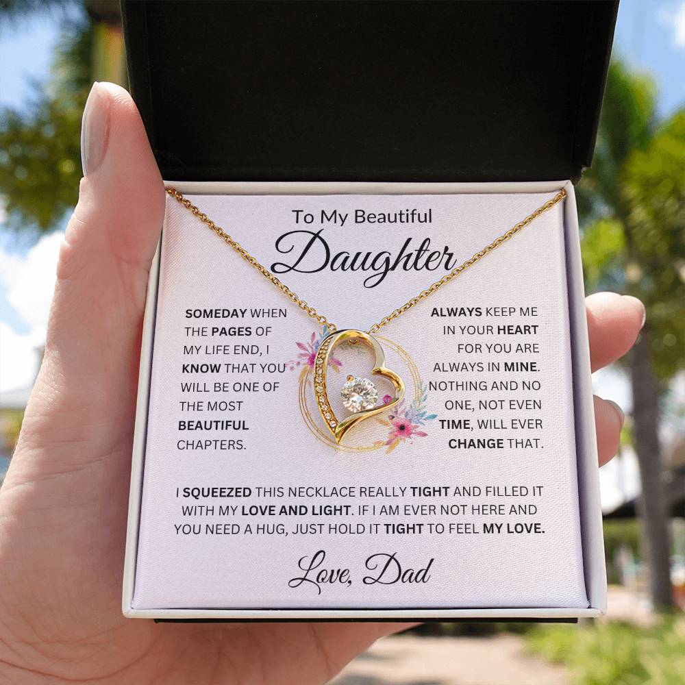 To My Beautiful Daughter Love Dad Forever Love Necklace