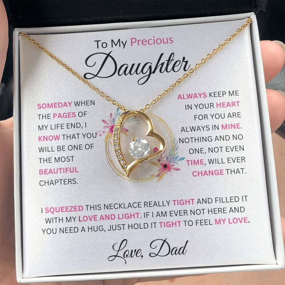 To My Precious Daughter " Someday When The Pages Of My Life End"  Love Dad | Forever Love Necklace