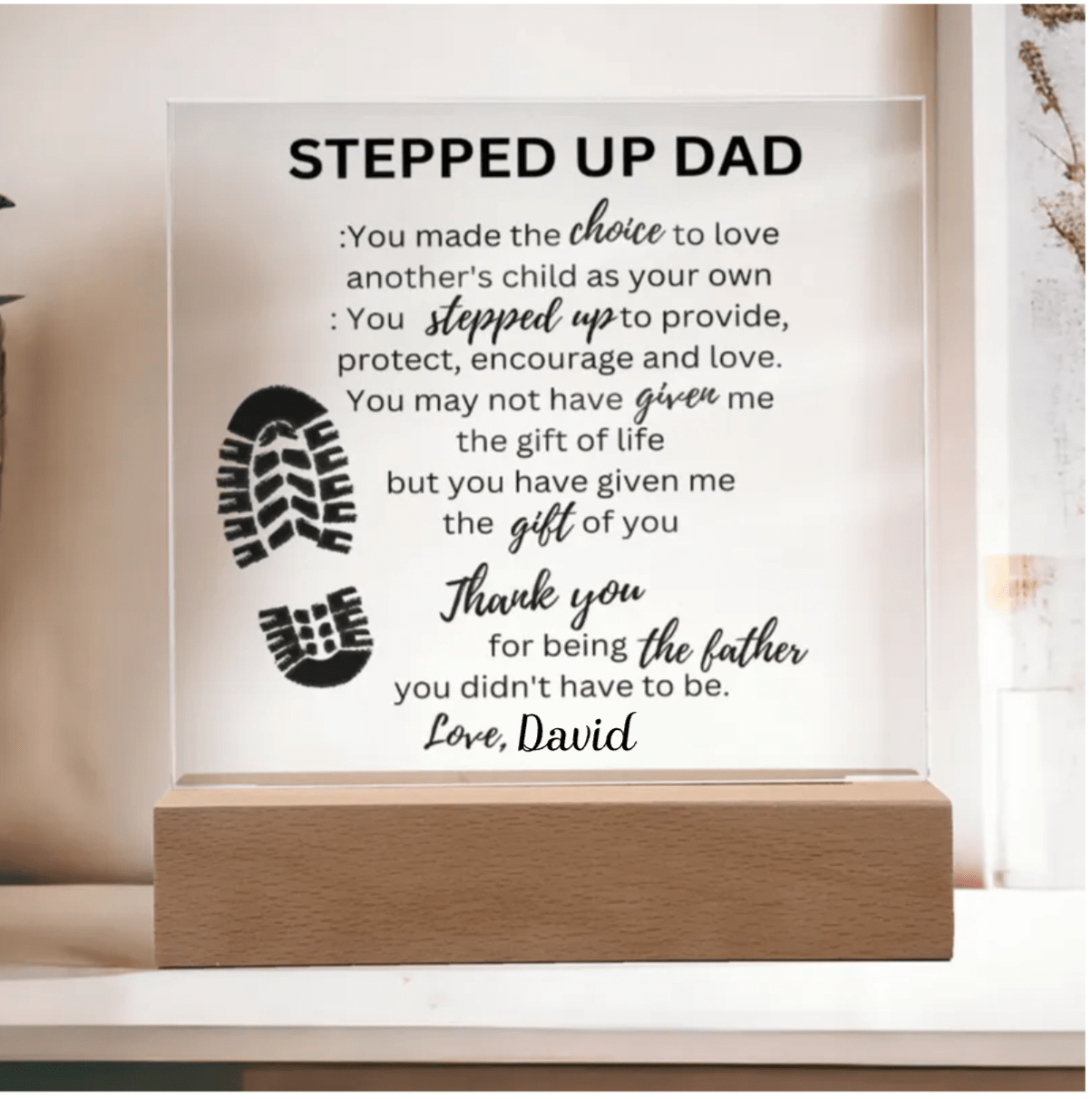 Stepped Up Dad Personalized Name - Acrylic Plaque