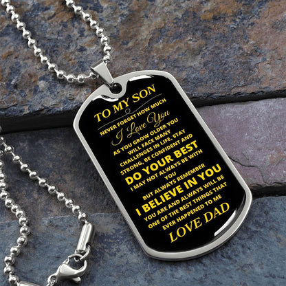 TO MY SON LOVE DAD DOG TAG