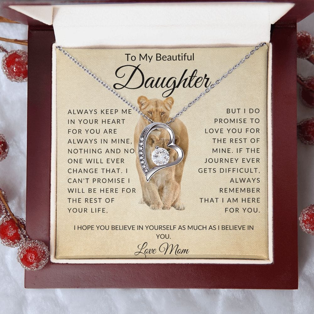 To My Beautiful Daughter Love Mom Forever Love Necklace