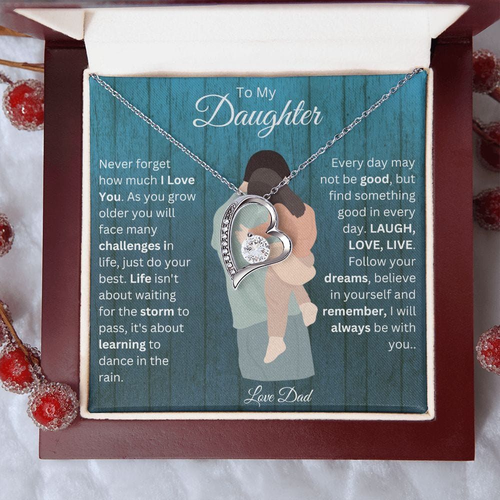 To My Daughter Love Dad Forever Love Necklace