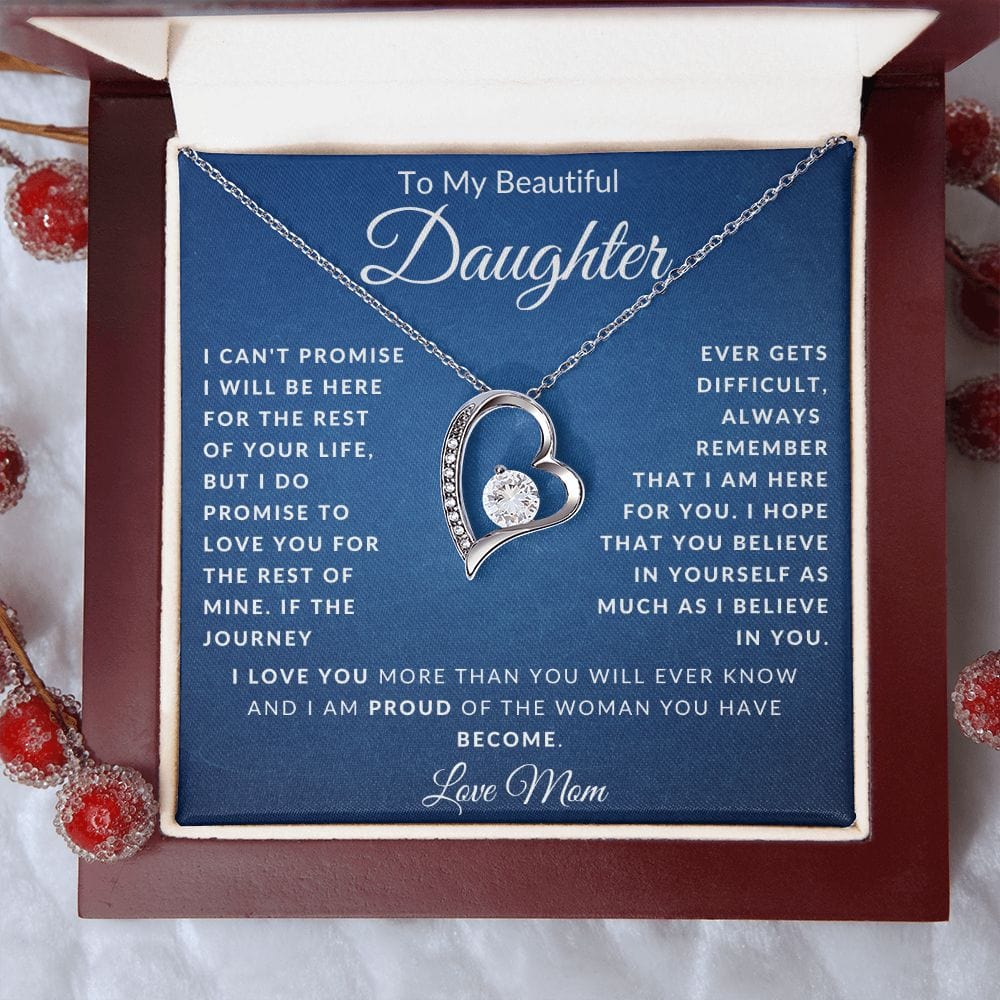 To My Beautiful Daughter Love mom Forever Love Necklace