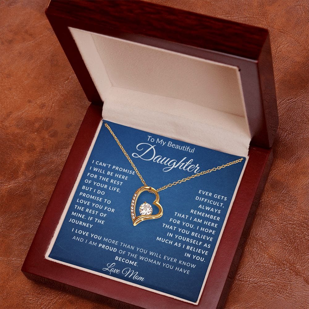 To My Beautiful Daughter Love mom Forever Love Necklace