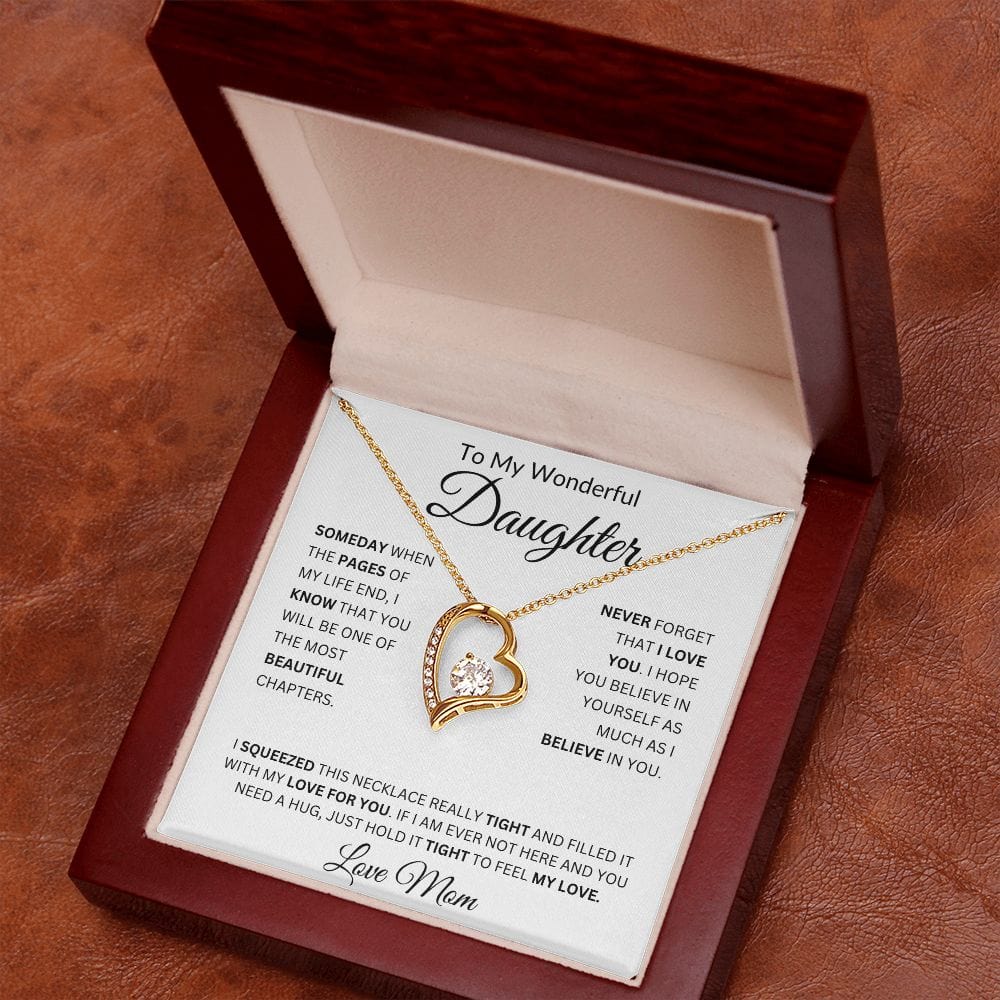 To My Wonderful Daughter | Never Forget | Love Mom | Forever Love Necklace