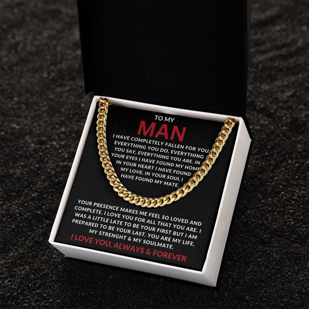 To My Man I have Completely Fallen For You Cuban Link Chain