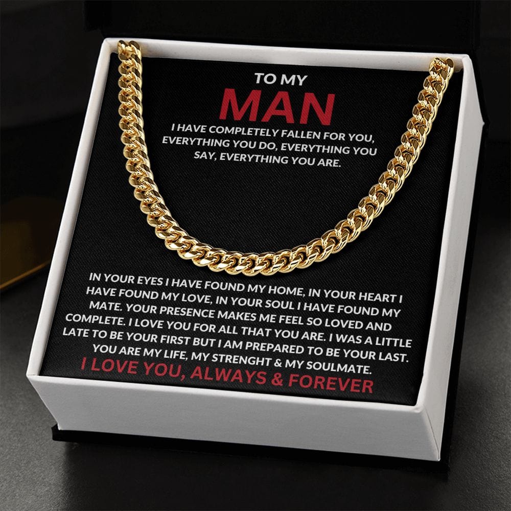 To My Man  In Your Eyes Cuban Link Chain