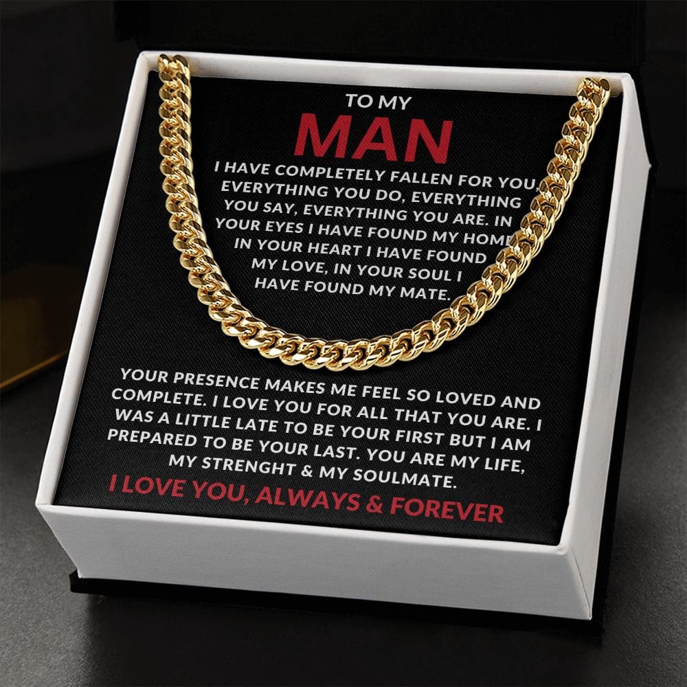 To My Man I have Completely Fallen For You Cuban Link Chain