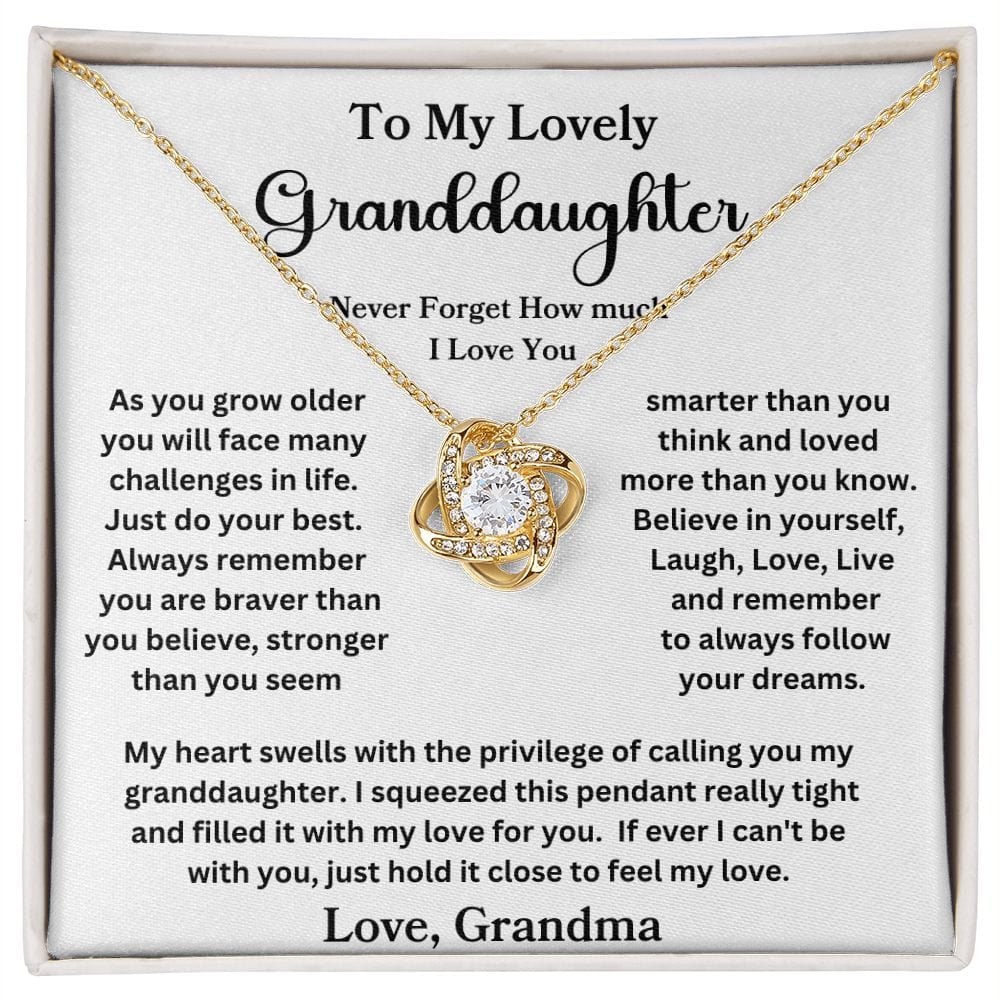 To My Lovely Granddaughter | Love Grandma | Love Knot Necklace