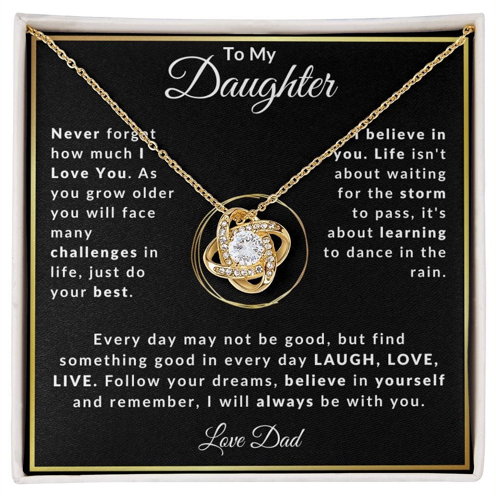 To My Daughter Love Dad Love Knot Necklace