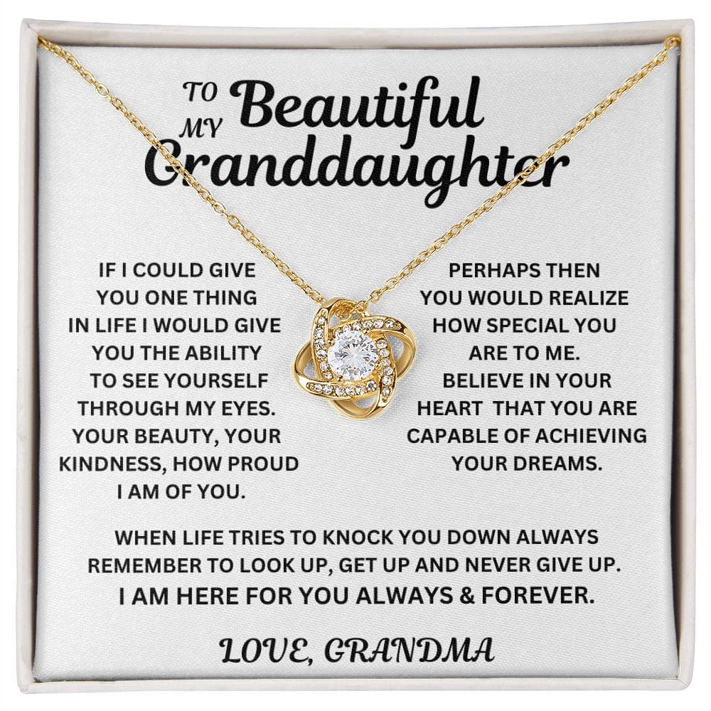 To My Beautiful Granddaughter | Love Grandma | Love Knot Necklace