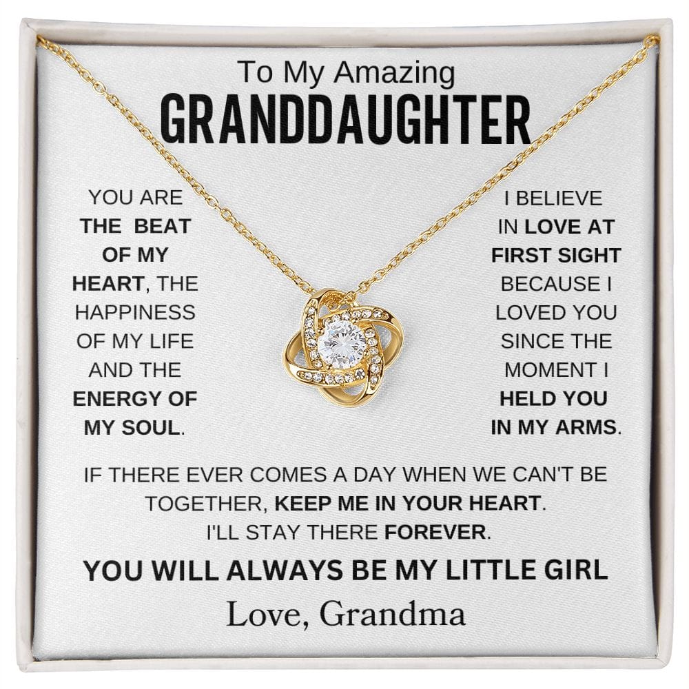 [ ALMOST SOLD OUT] To My Amazing Granddaughter " You Are The Beat Of My Heart " Love Grandma Love Knot Necklace