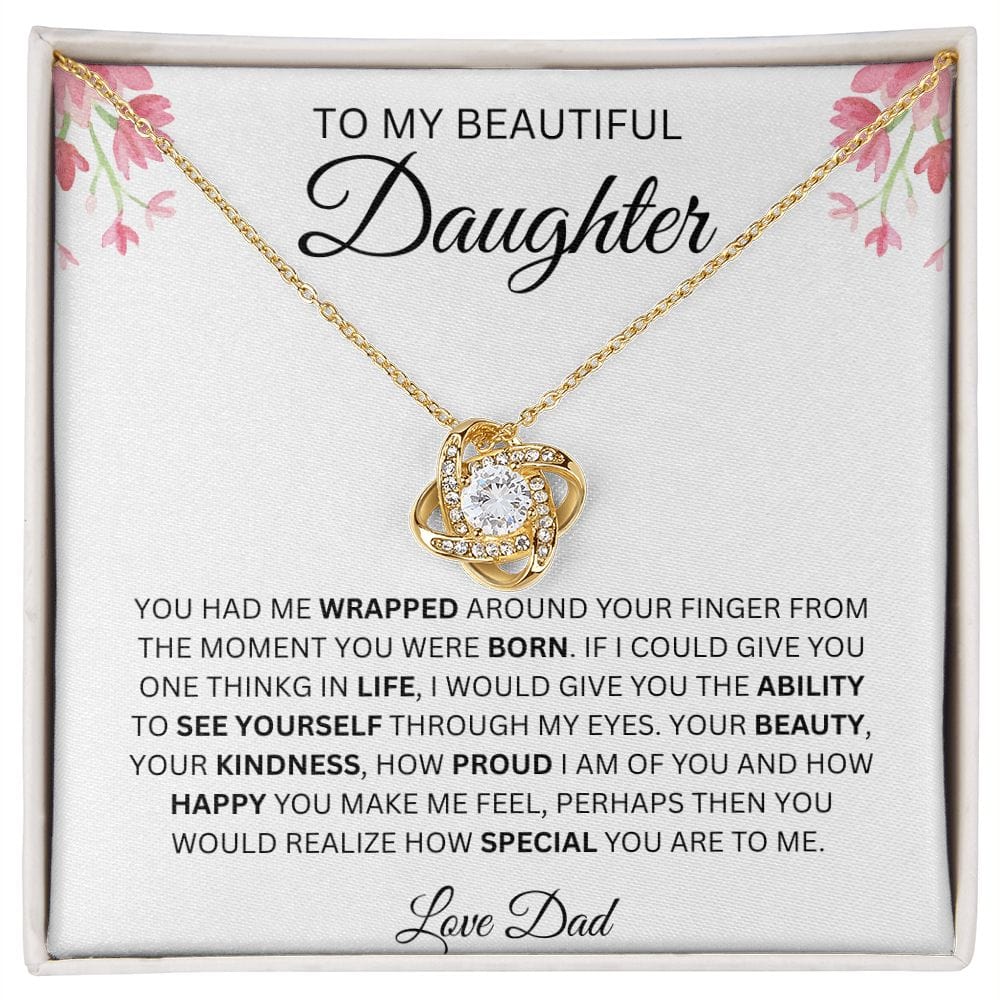 To My Beautiful Daughter Love Dad Love Knot Necklace