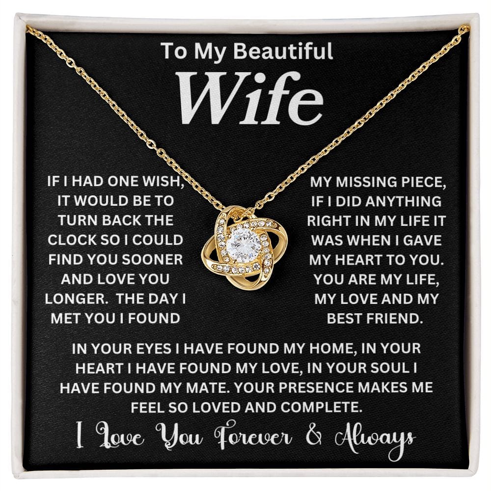 To My Beautiful Wife | One Wish | Love Knot Necklace