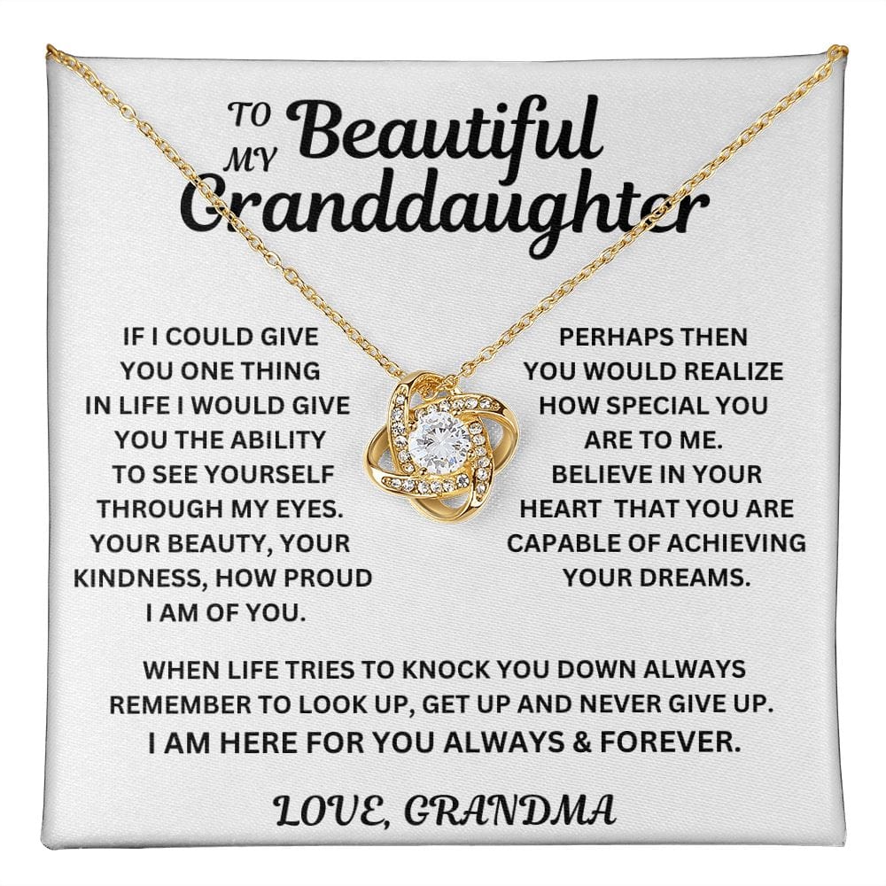 To My Beautiful Granddaughter | Love Grandma | Love Knot Necklace