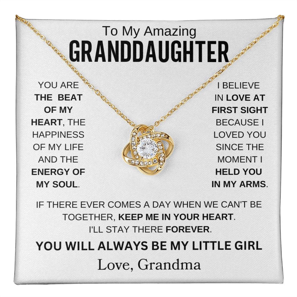 [ ALMOST SOLD OUT] To My Amazing Granddaughter " You Are The Beat Of My Heart " Love Grandma Love Knot Necklace