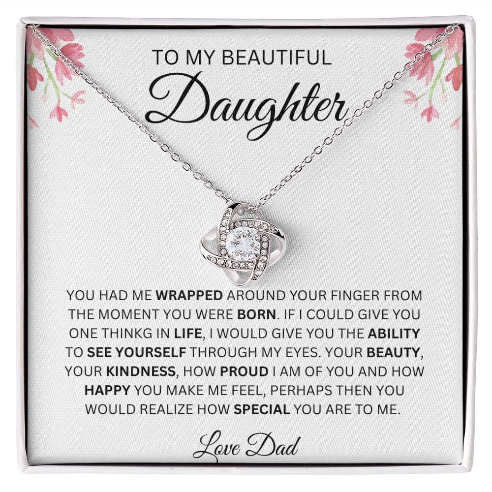 To My Beautiful Daughter Love Dad Love Knot Necklace