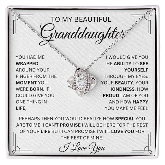 To My Beautiful Granddaughter You Had Me Wrapped Love Knot Necklace