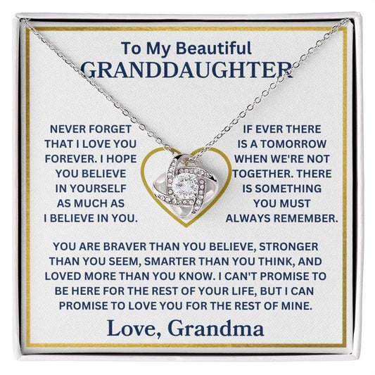 To My Granddaughter | Love Grandma | Love Knot Necklace