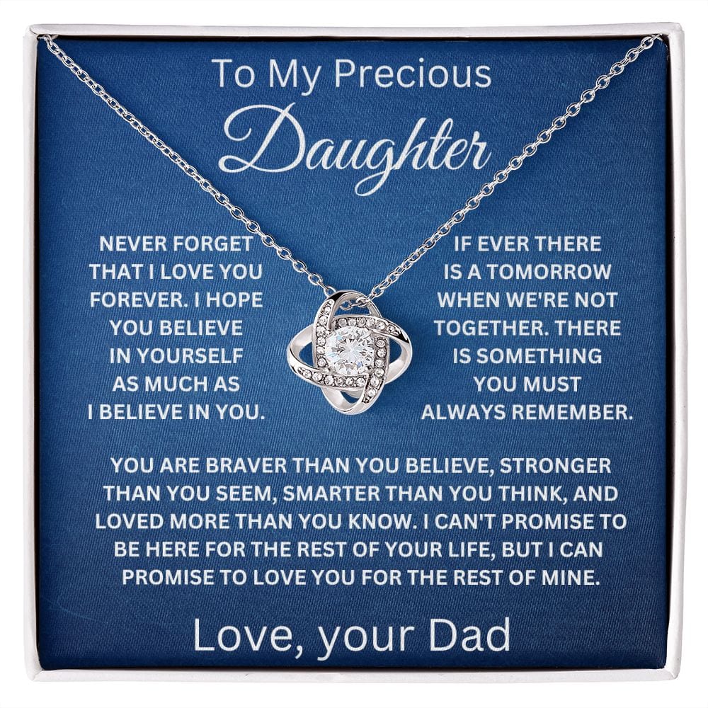 To My Precious Daughter Love Your Dad Love Knot Necklace V4