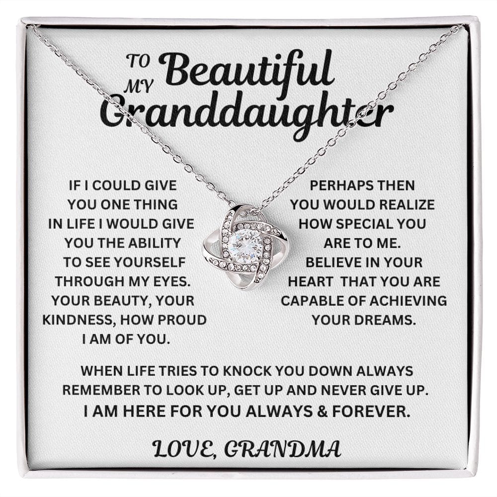 To My Beautiful Granddaughter | Love Grandma | Love Knot Necklace