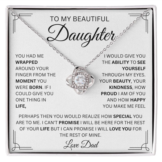 To My Beautiful Daughter Love Dad Love Knot Necklace