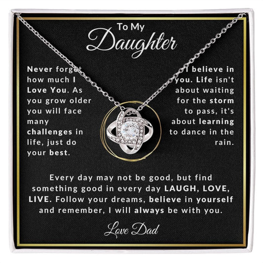 To My Daughter Love Dad Love Knot Necklace