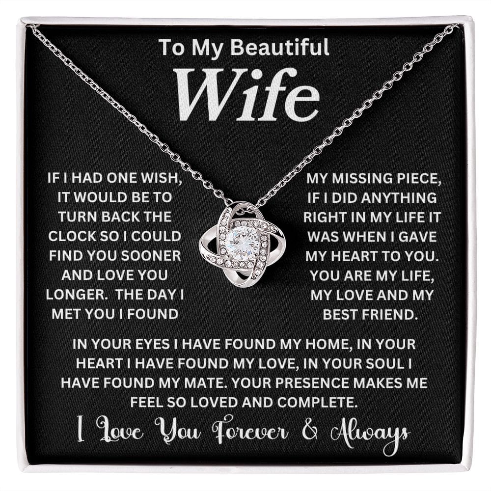 To My Beautiful Wife | One Wish | Love Knot Necklace