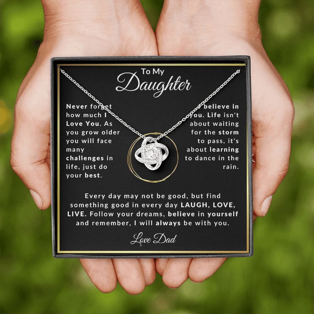 To My Daughter Love Dad Love Knot Necklace