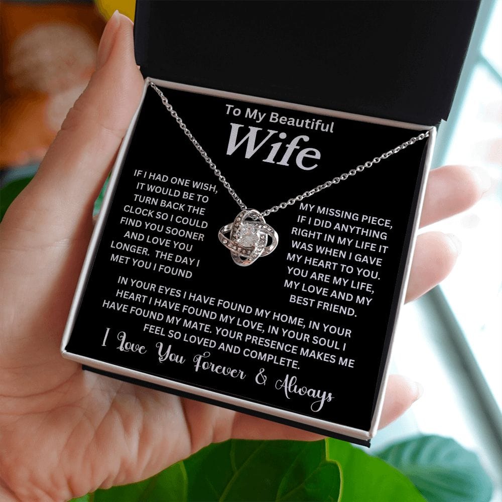 To My Beautiful Wife | One Wish | Love Knot Necklace