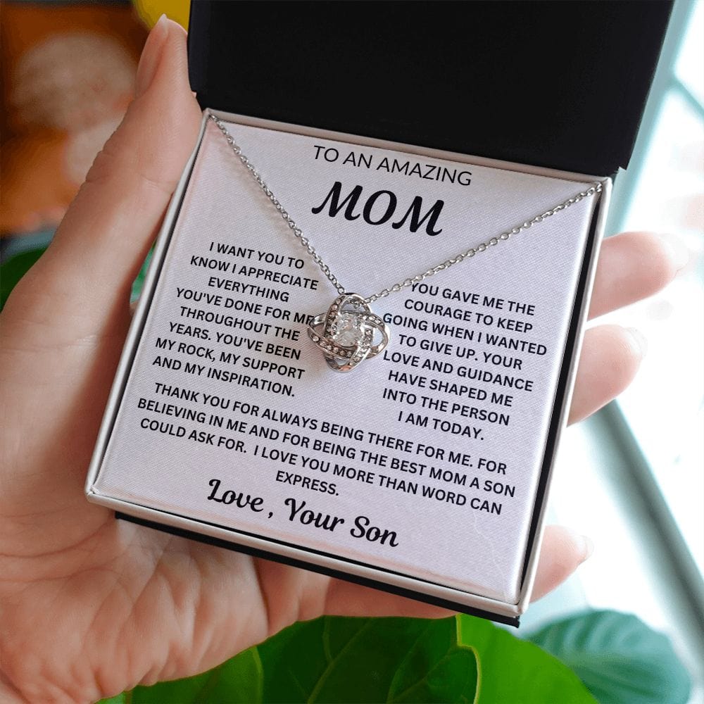 To My Amazing Mom | Love, Your Son | Love Knot Necklace