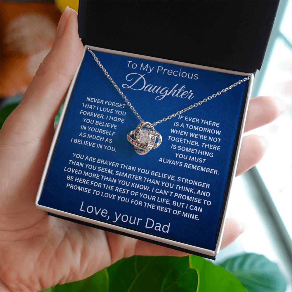 To My Precious Daughter Love Your Dad Love Knot Necklace V4