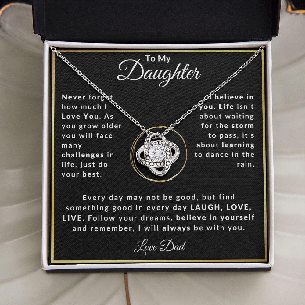 To My Daughter Love Dad Love Knot Necklace