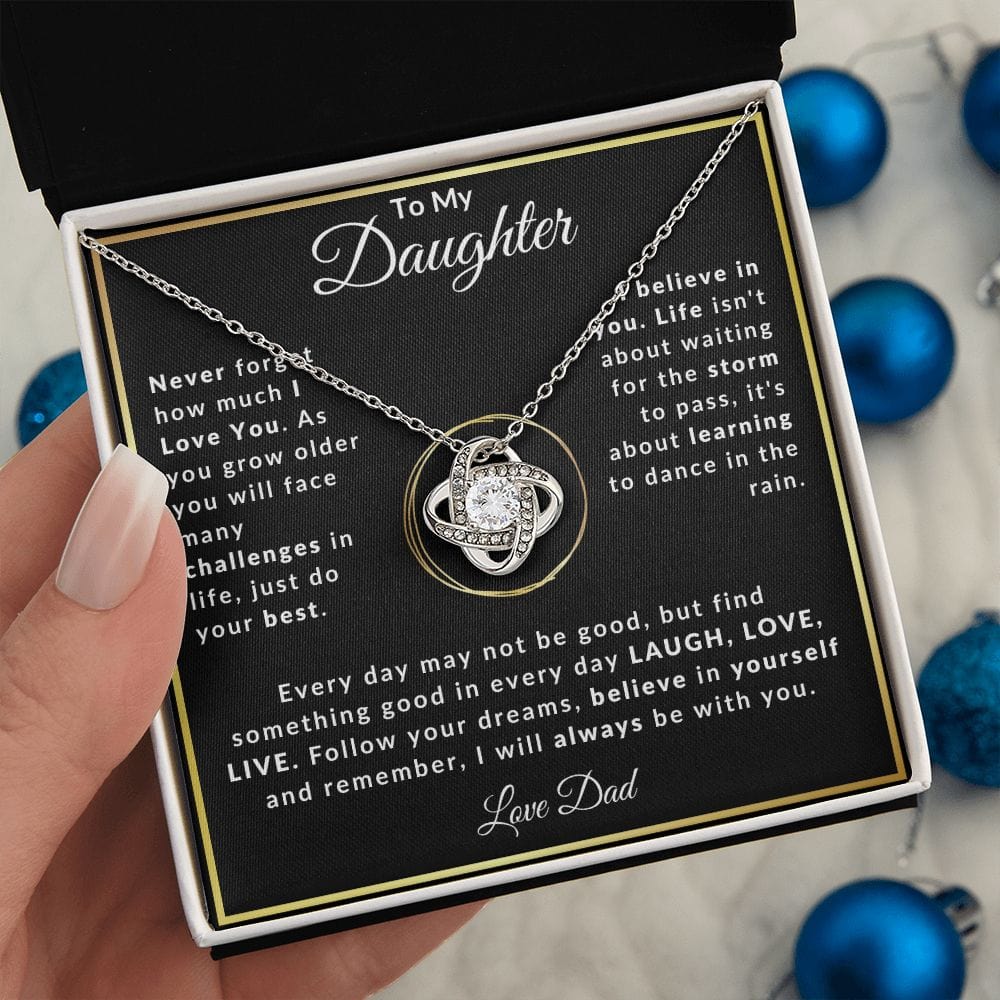 To My Daughter Love Dad Love Knot Necklace