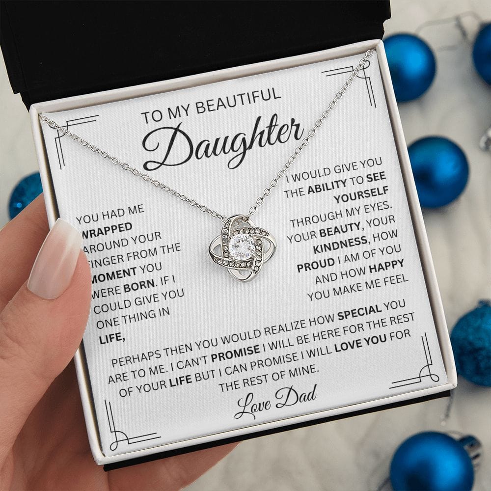 To My Beautiful Daughter Love Dad Love Knot Necklace