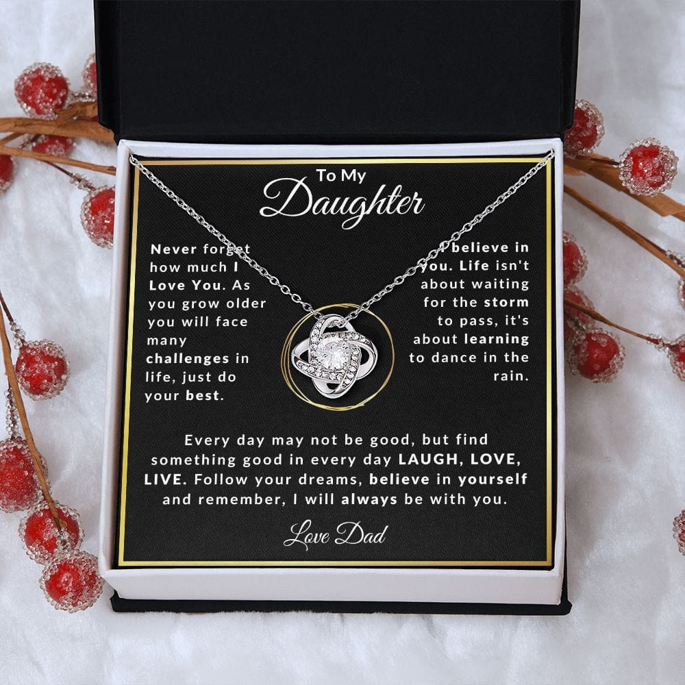 To My Daughter Love Dad Love Knot Necklace