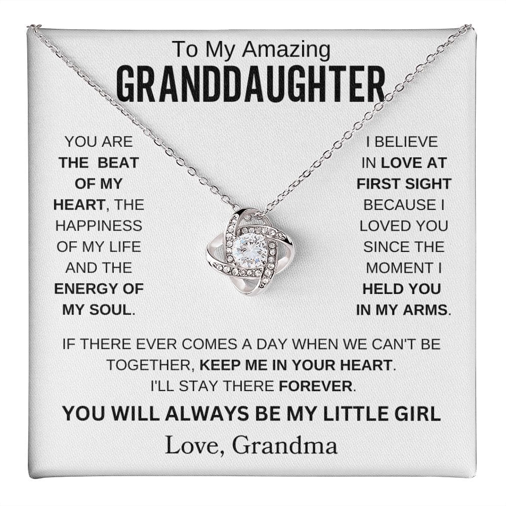 [ ALMOST SOLD OUT] To My Amazing Granddaughter " You Are The Beat Of My Heart " Love Grandma Love Knot Necklace