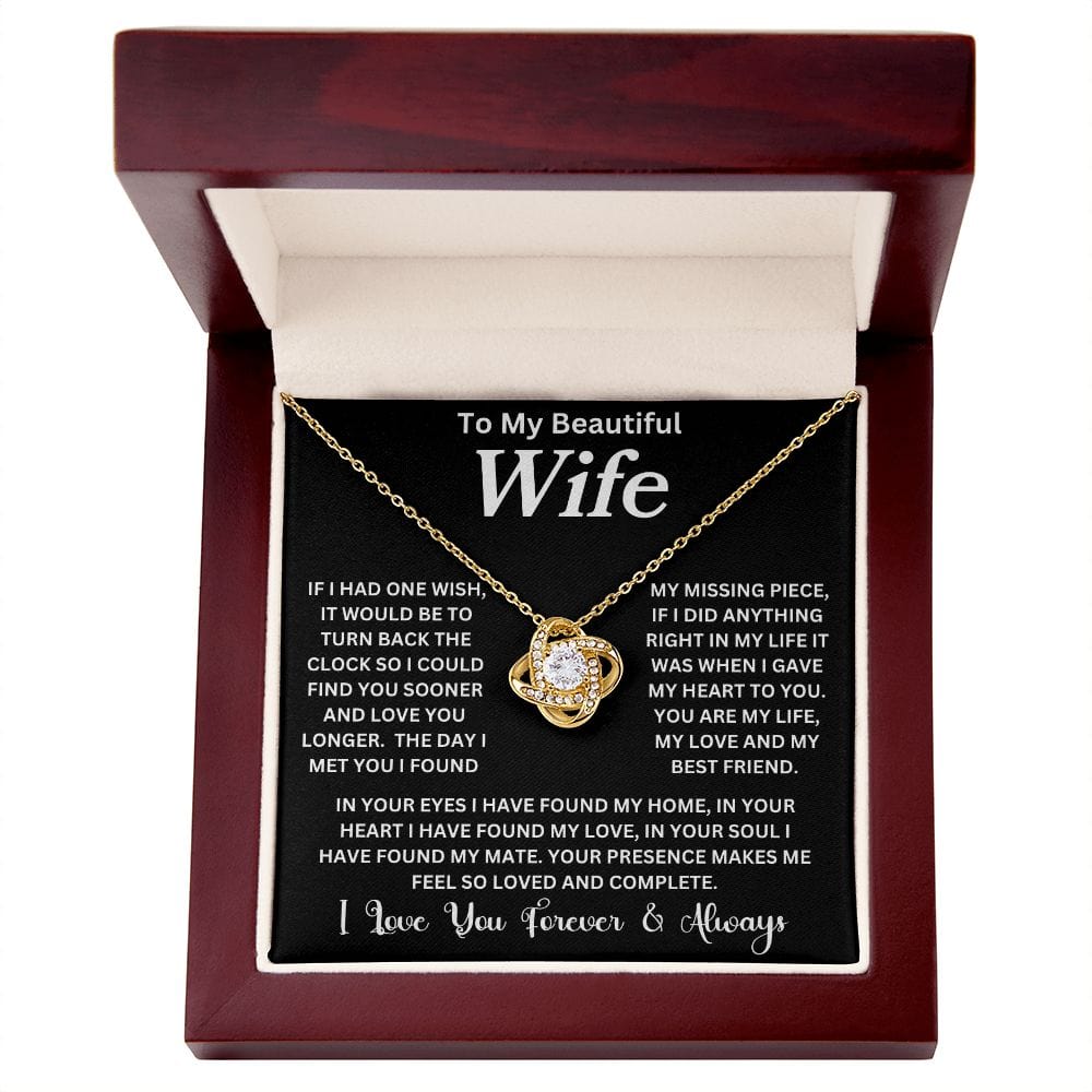 To My Beautiful Wife | One Wish | Love Knot Necklace