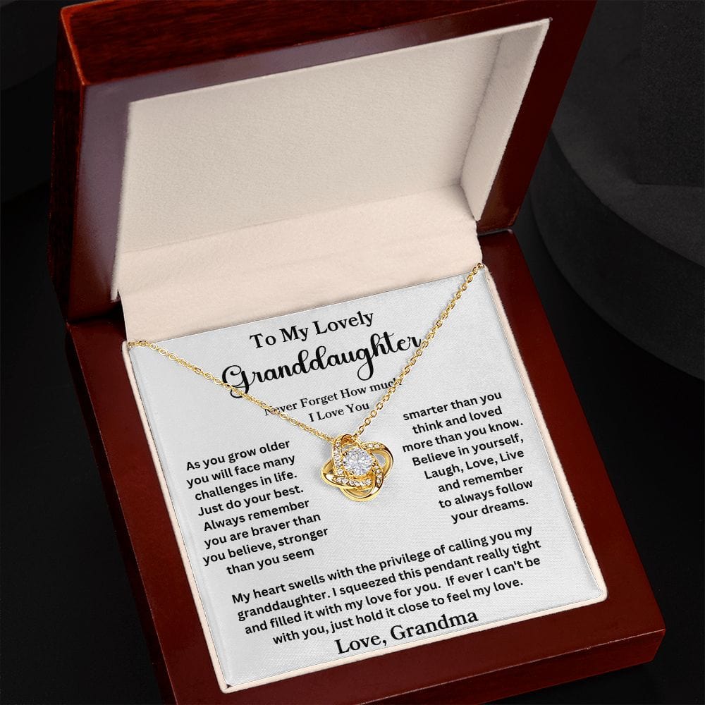 To My Lovely Granddaughter | Love Grandma | Love Knot Necklace