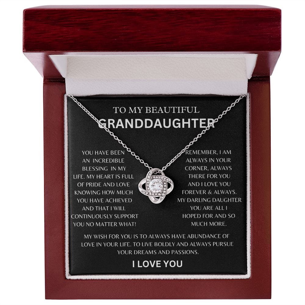 To My Beautiful Granddaughter | Love Grandma | Love Knot Necklace