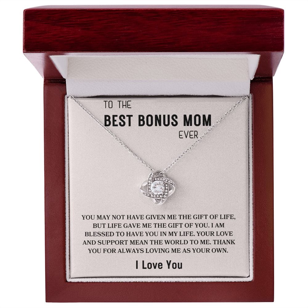 To The Best Bonus Mom Ever " Thank You For Loving Me As Your Own" I love You | Love Knot Necklace