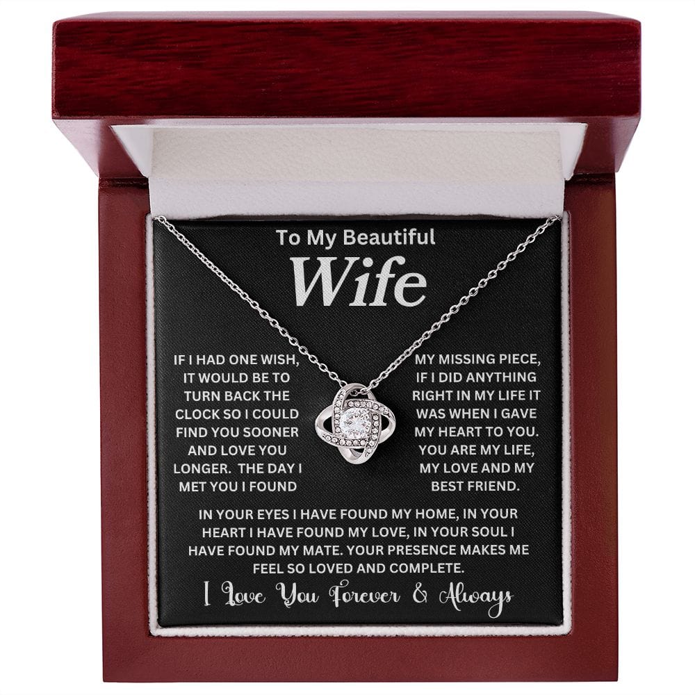 To My Beautiful Wife | One Wish | Love Knot Necklace