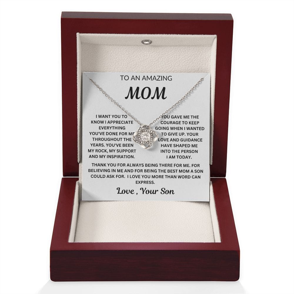 To My Amazing Mom | Love, Your Son | Love Knot Necklace