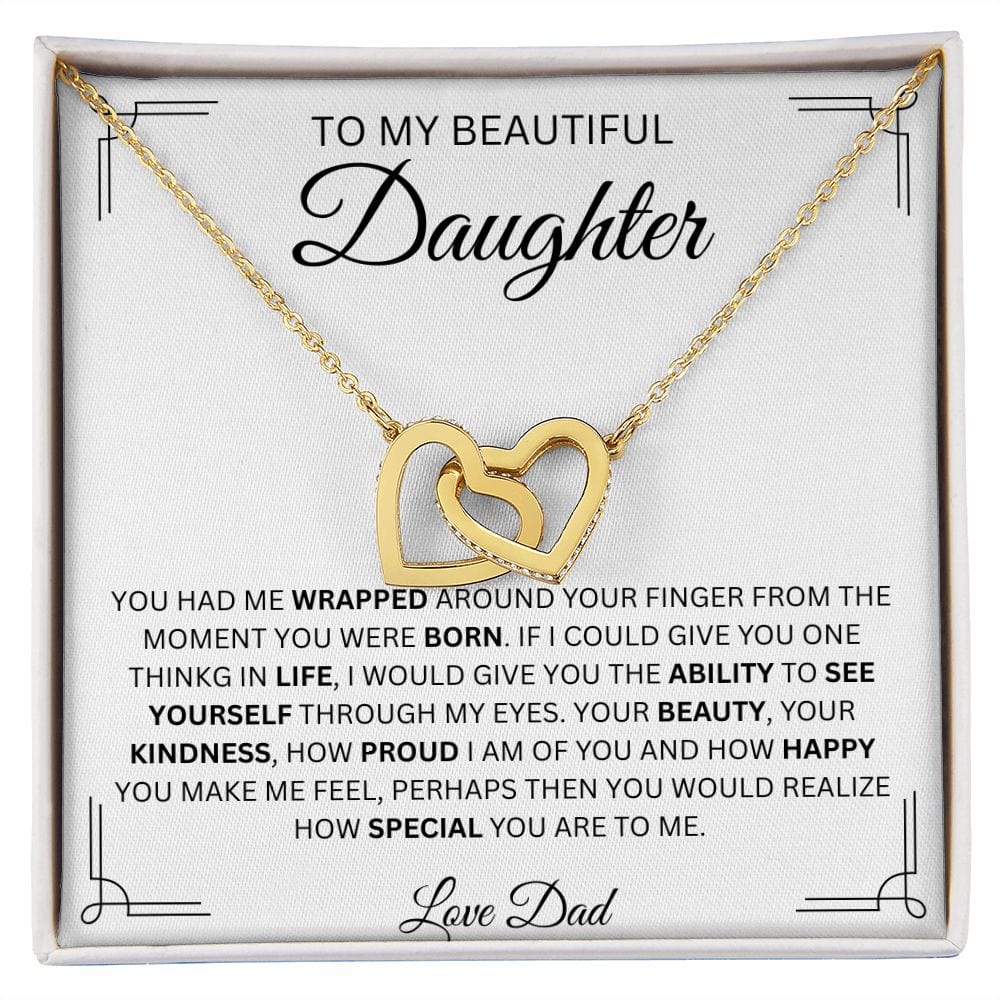 To My Beautiful Daughter Love Dad Interlocking Hearts Necklace