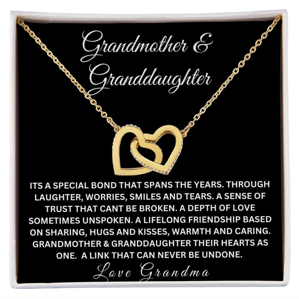 Grandmother & Granddaughter " Its A Special Bond " Love Grandma Interlocking Hearts Necklace