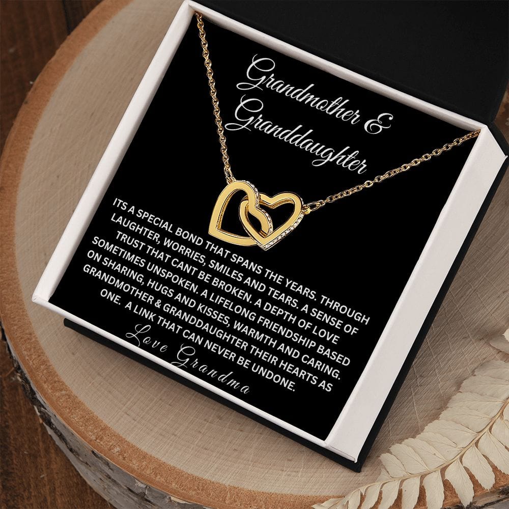 Grandmother & Granddaughter " Its A Special Bond " Love Grandma Interlocking Hearts Necklace