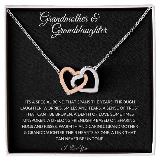 Interlocking Heart Necklace/ Grandmother & Granddaughter