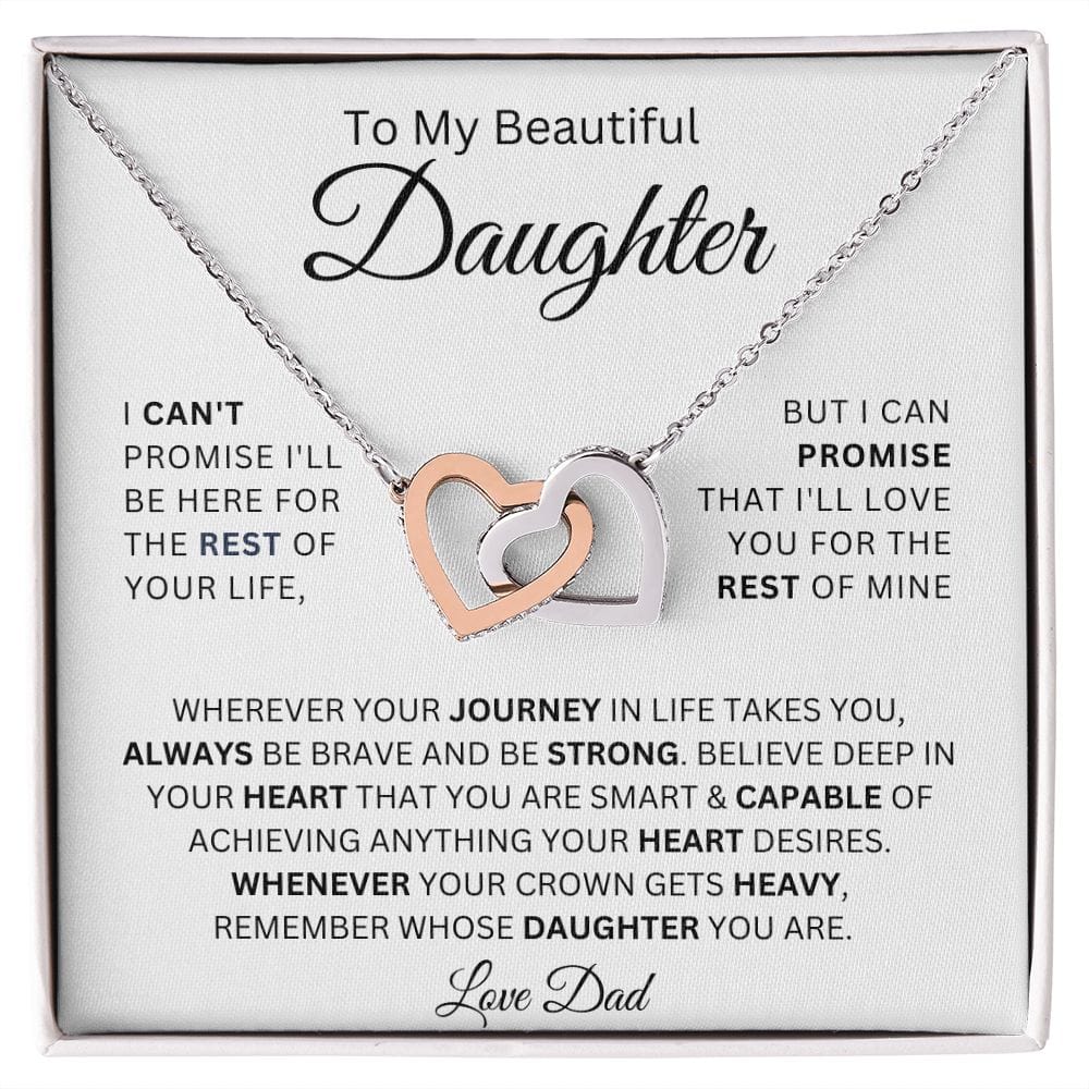 To My Beautiful Daughter Love Dad Interlocking Hearts Necklace